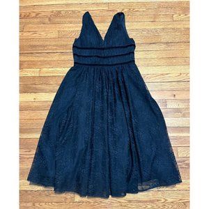 Nicole Miller Sleeveless Dress Black Floral Lace Flowy Gown Womens Size 12 Party
